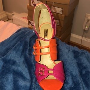 Neon pink and orange heels